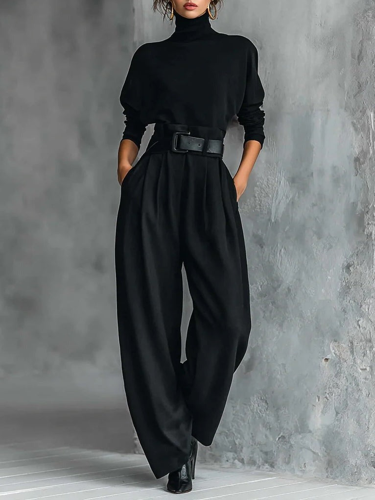 Conjunto de suéter de gola alta e calça reta — Bene Donna — imagem 01