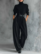 Conjunto de suéter de gola alta e calça reta — Bene Donna — imagem 01