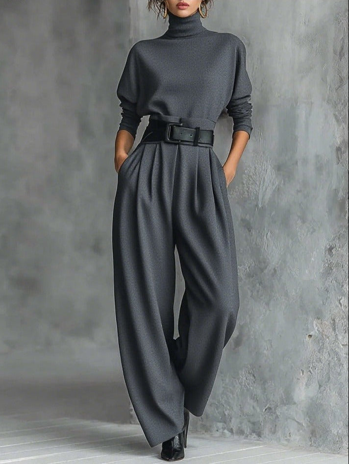 Conjunto de suéter de gola alta e calça reta — Bene Donna — imagem 02