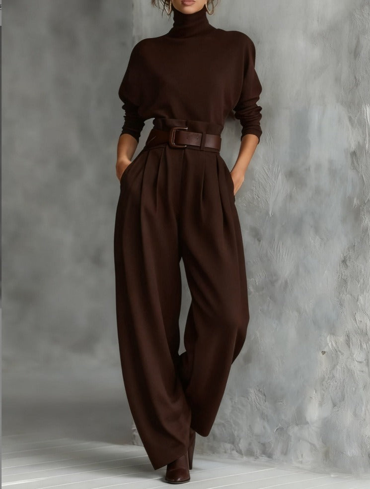 Conjunto de suéter de gola alta e calça reta — Bene Donna — imagem 03
