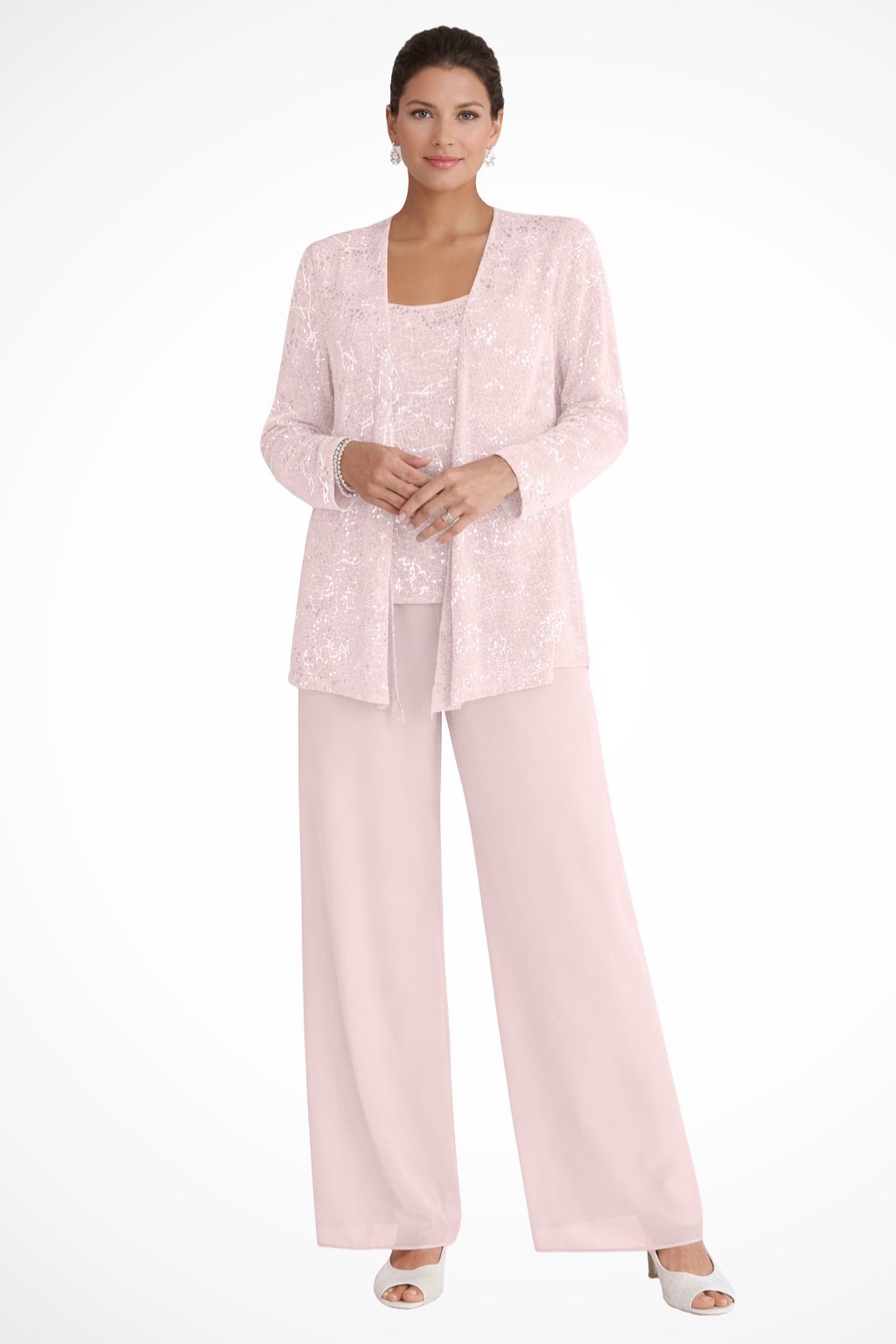 Conjunto de três peças com sobreposição e pantalona fluida — Bene Donna — imagem 13