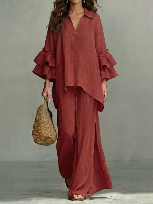 Conjunto de túnica com mangas de babados e pantalona — Bene Donna — imagem 01