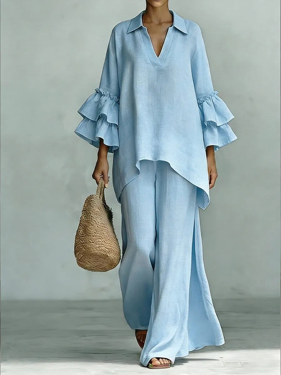 Conjunto de túnica com mangas de babados e pantalona — Bene Donna — imagem 02