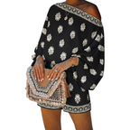 Conjunto estampado de blusa com mangas balonê e shorts — Bene Donna — imagem 03