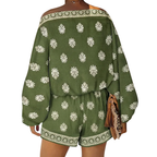 Conjunto estampado de blusa com mangas balonê e shorts — Bene Donna — imagem 04