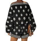 Conjunto estampado de blusa com mangas balonê e shorts — Bene Donna — imagem 05