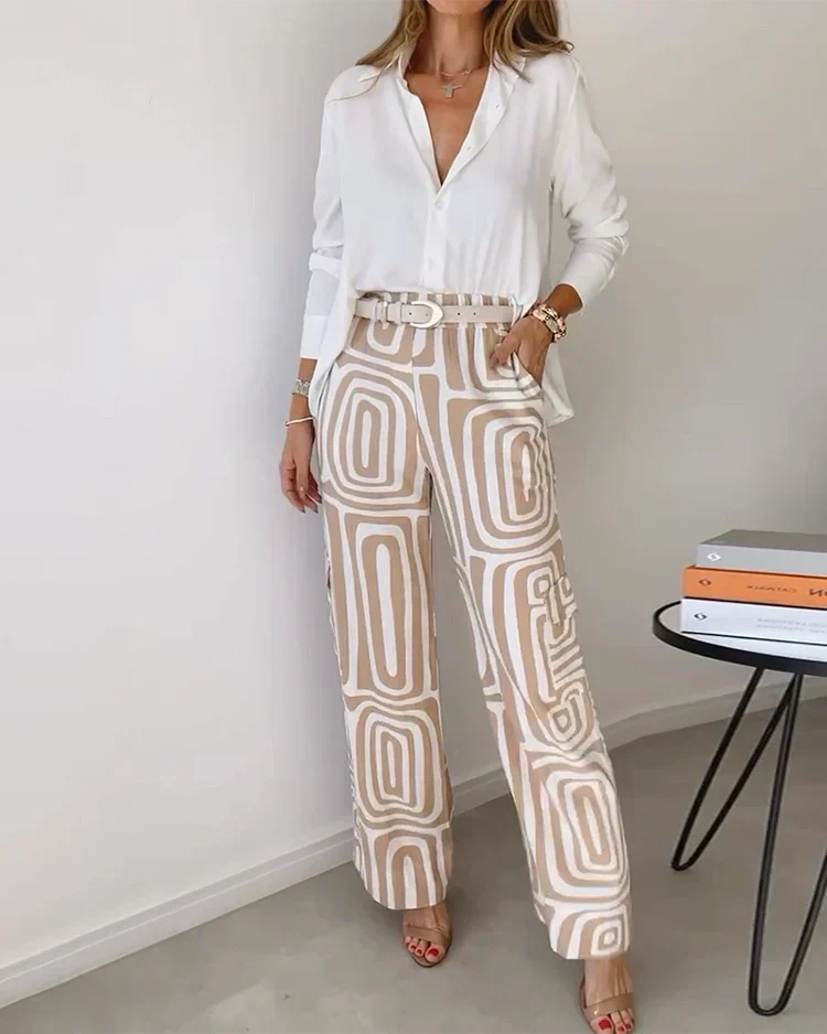 Conjunto estampado de camisa e pantalona — Bene Donna — imagem 01