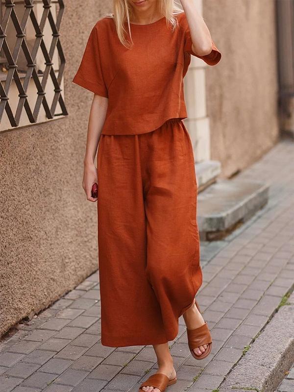 Conjunto feminino de blusa e calça pantacourt — Bene Donna — imagem 01