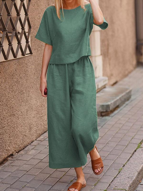 Conjunto feminino de blusa e calça pantacourt — Bene Donna — imagem 04