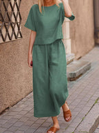 Conjunto feminino de blusa e calça pantacourt — Bene Donna — imagem 04