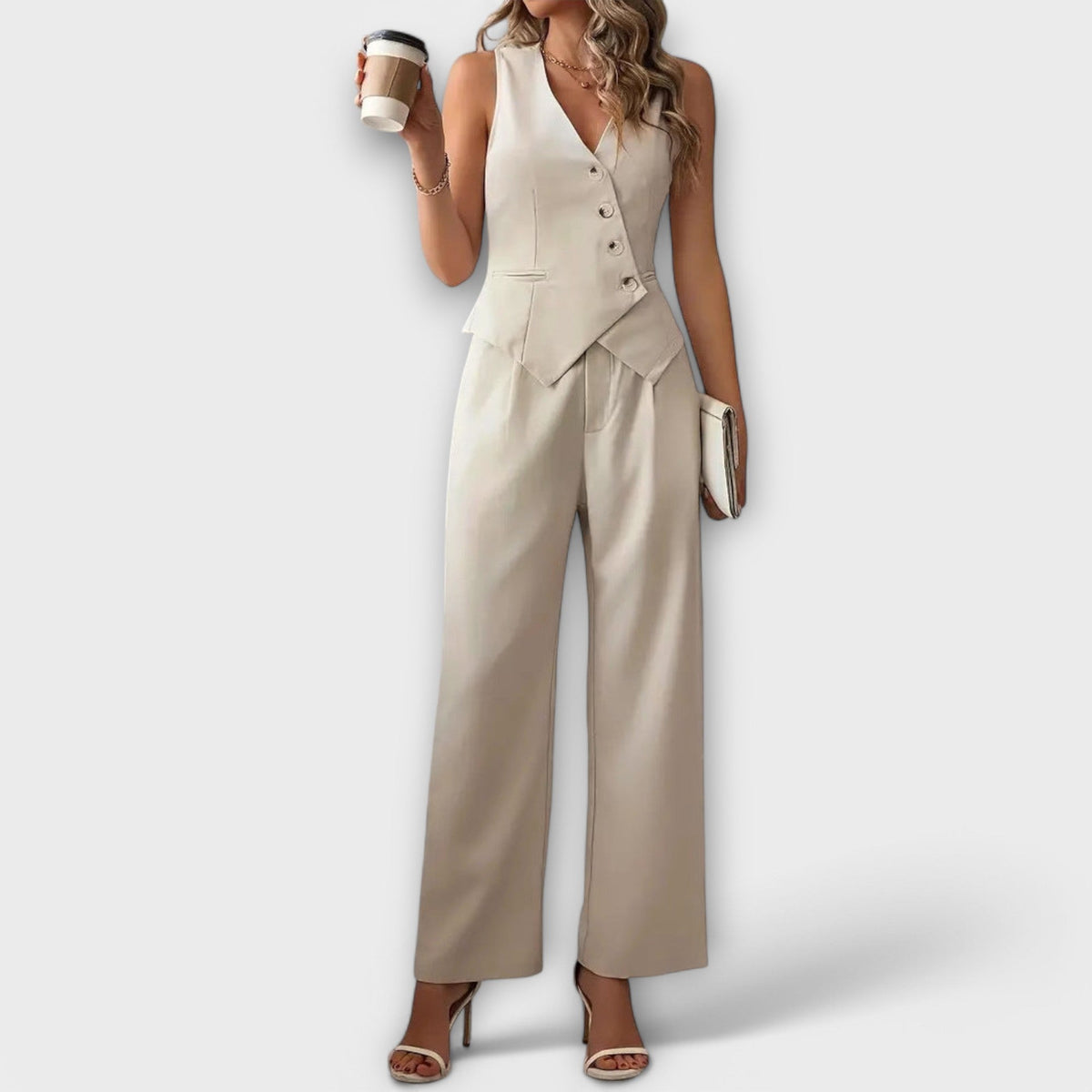 Conjunto feminino de colete e calça de algodão — Bene Donna — imagem 04