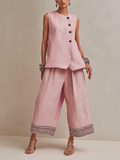 Conjunto feminino de colete e calça pantacourt — Bene Donna — imagem 01