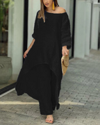 Conjunto feminino de linho com blusa longa e calça — Bene Donna — imagem 08