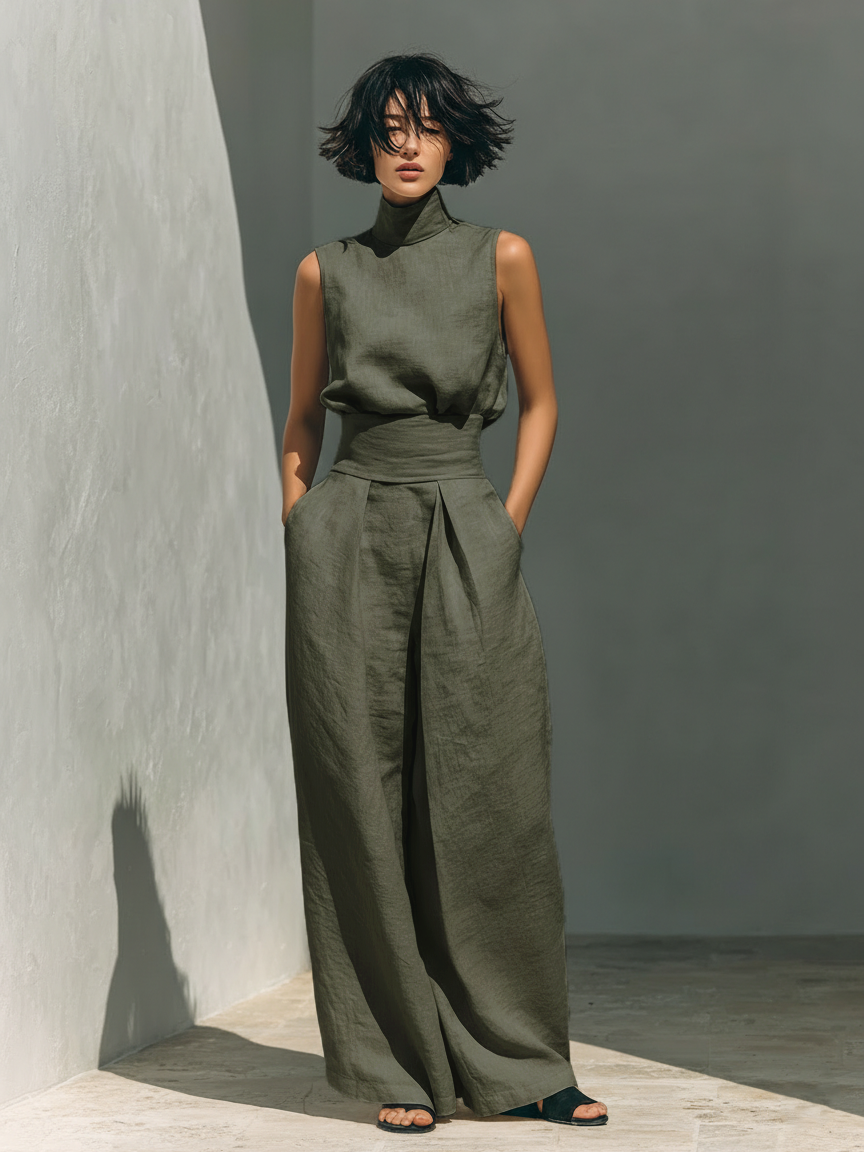 Conjunto feminino de regata e calça pantalona — Bene Donna — imagem 02