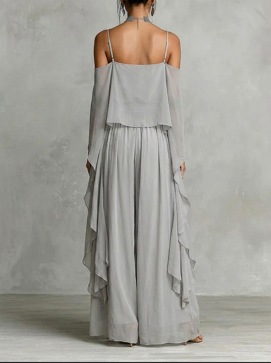 Conjunto fluido com blusa ombro a ombro — Bene Donna — imagem 02