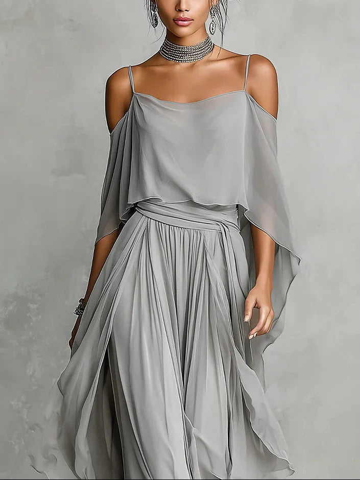 Conjunto fluido com blusa ombro a ombro — Bene Donna — imagem 03