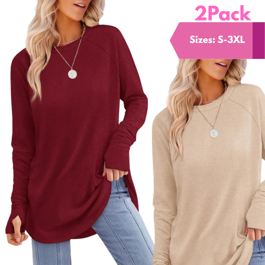 Kit de duas blusas alongadas com abertura para o polegar — Bene Donna — imagem 01