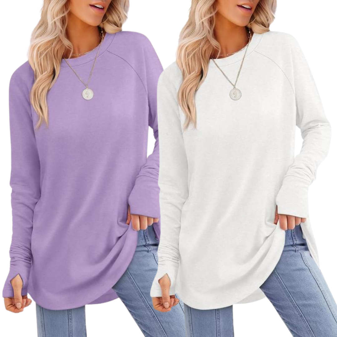 Kit de duas blusas alongadas com abertura para o polegar — Bene Donna — imagem 02