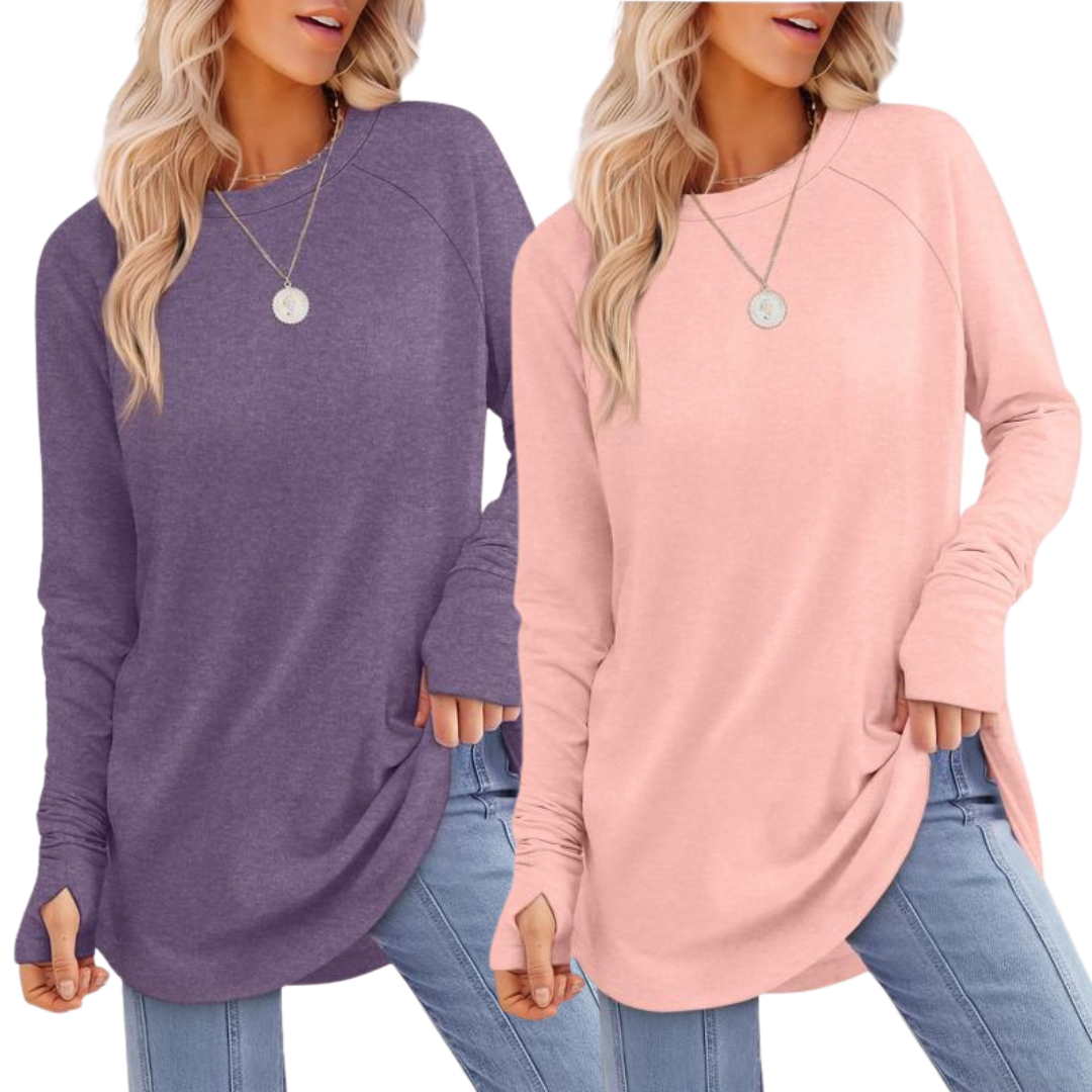 Kit de duas blusas alongadas com abertura para o polegar — Bene Donna — imagem 03