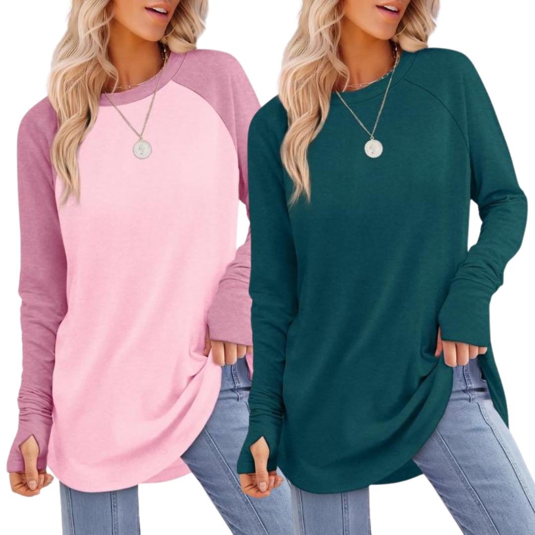 Kit de duas blusas alongadas com abertura para o polegar — Bene Donna — imagem 04