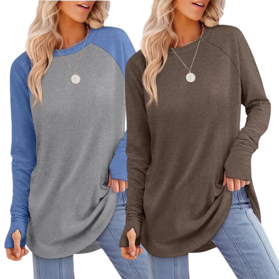Kit de duas blusas alongadas com abertura para o polegar — Bene Donna — imagem 05
