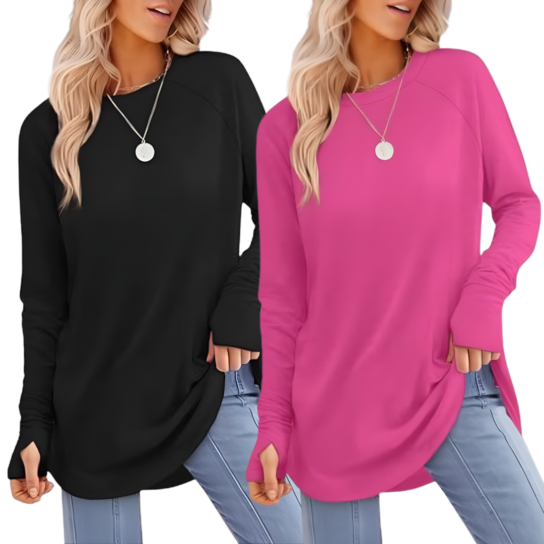 Kit de duas blusas alongadas com abertura para o polegar — Bene Donna — imagem 06