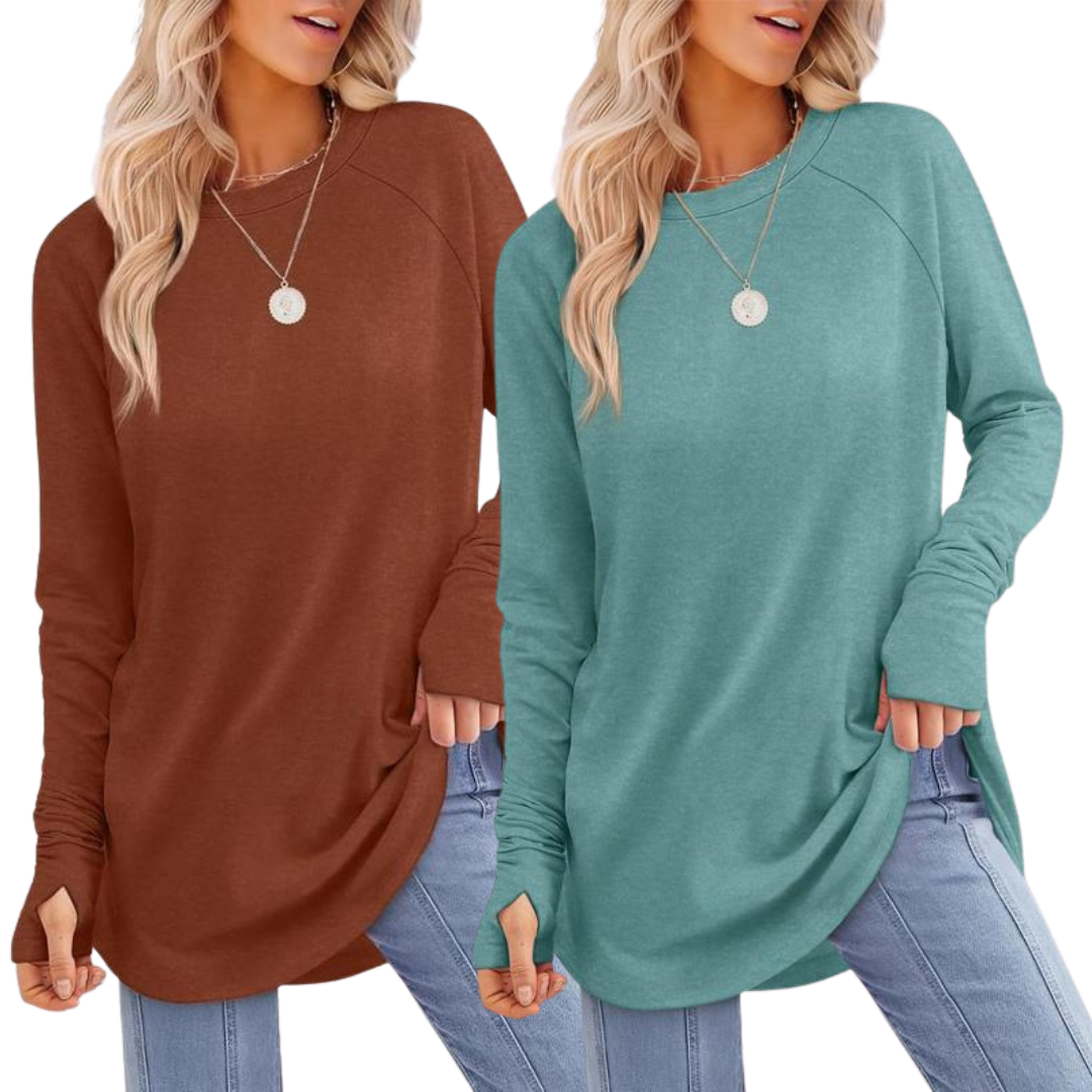 Kit de duas blusas alongadas com abertura para o polegar — Bene Donna — imagem 08