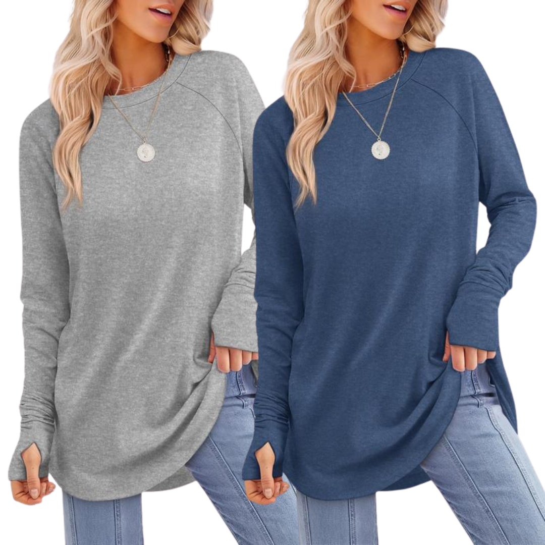 Kit de duas blusas alongadas com abertura para o polegar — Bene Donna — imagem 09
