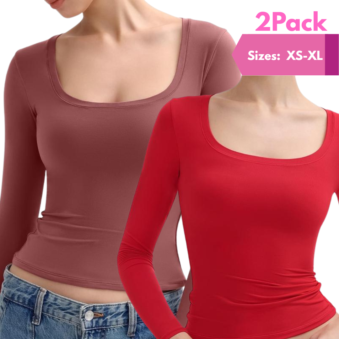 Kit de duas blusas de mangas longas com decote arredondado — Bene Donna — imagem 01