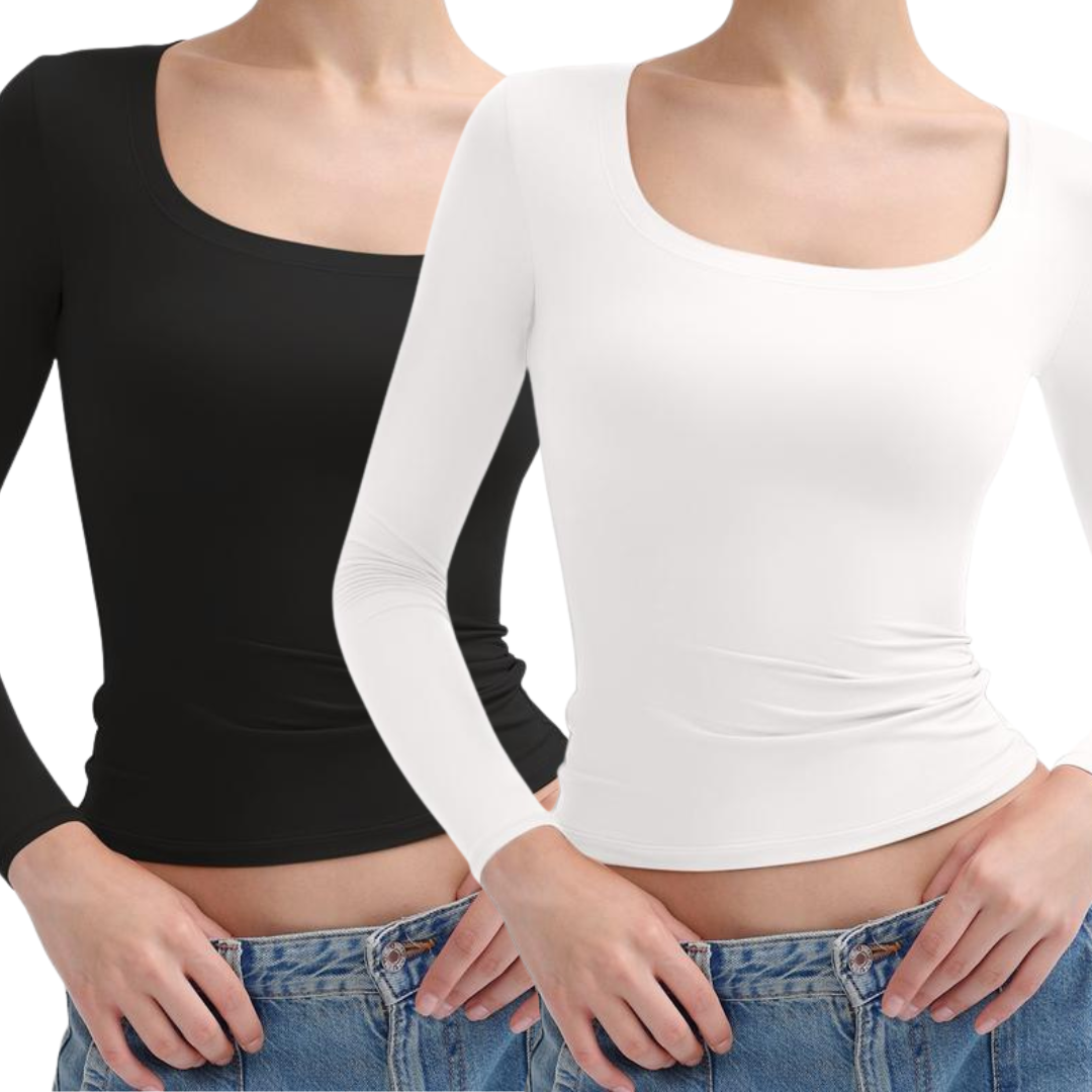 Kit de duas blusas de mangas longas com decote arredondado — Bene Donna — imagem 02