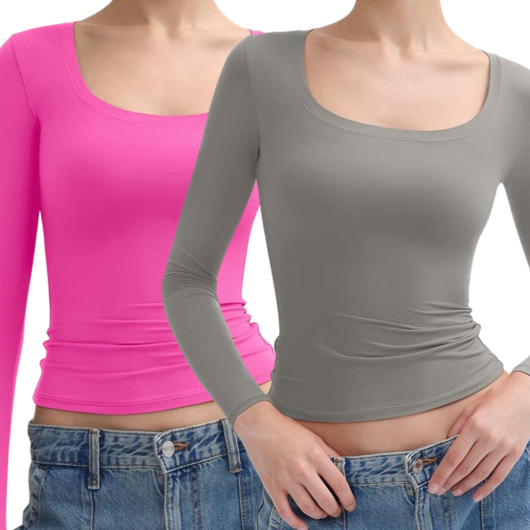 Kit de duas blusas de mangas longas com decote arredondado — Bene Donna — imagem 03