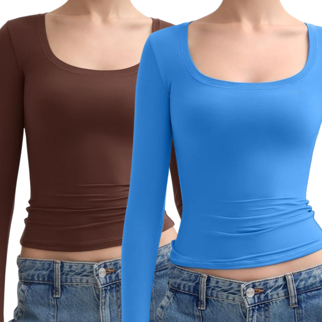 Kit de duas blusas de mangas longas com decote arredondado — Bene Donna — imagem 04