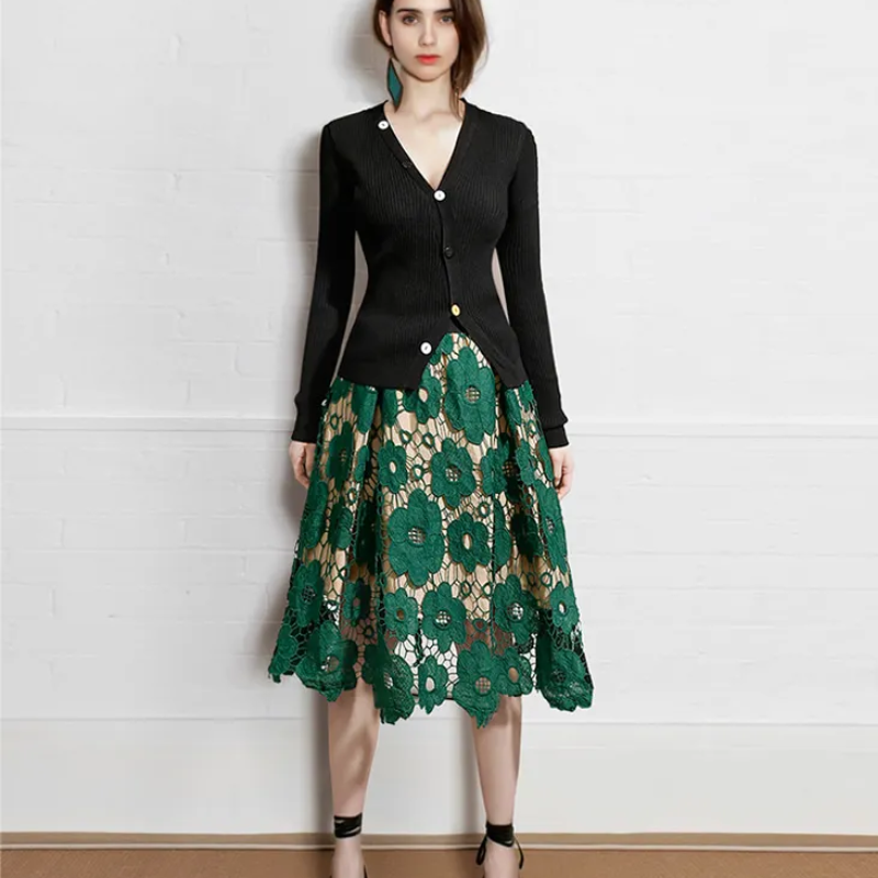 Saia Midi de Renda Boho — BeneDonna