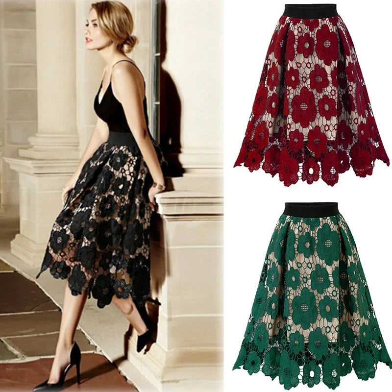Saia Midi de Renda Boho — BeneDonna
