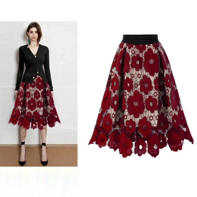 Saia Midi de Renda Boho — BeneDonna