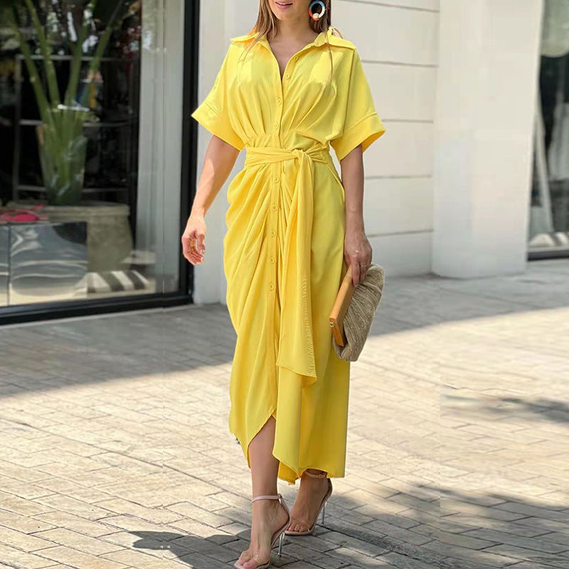Vestido chemise estampado com faixa na cintura — Bene Donna — imagem 07