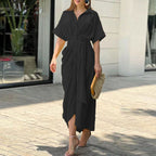 Vestido chemise estampado com faixa na cintura — Bene Donna — imagem 08