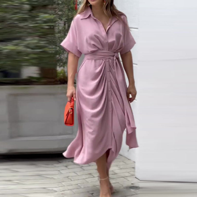 Vestido chemise estampado com faixa na cintura — Bene Donna — imagem 09