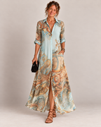 Vestido chemise longo com estampa barroca — Bene Donna — imagem 01