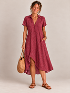 Vestido chemise midi estampado com barra assimétrica — Bene Donna — imagem 05