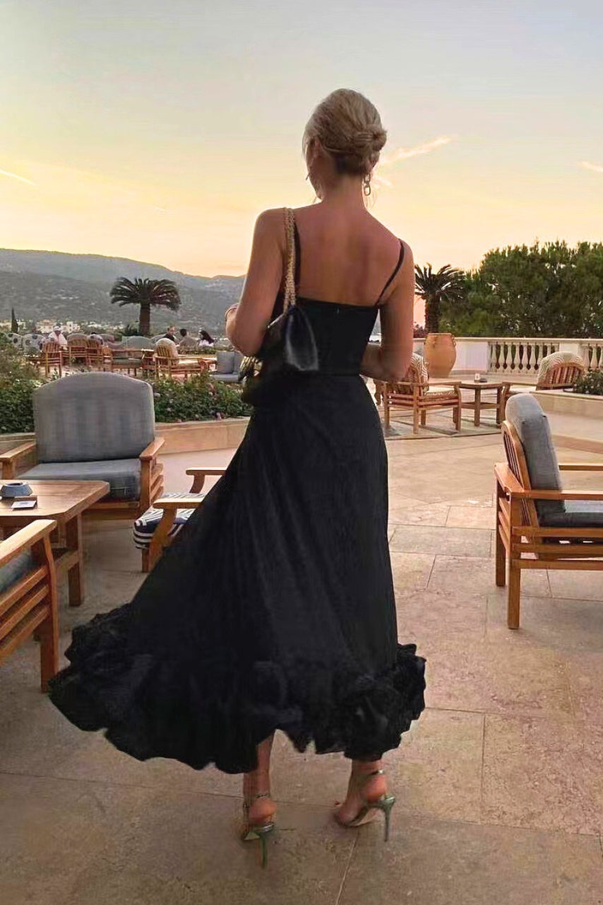 Vestido de alças finas com saia evasê e barra de babados — Bene Donna — imagem 05