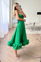 Vestido de alças finas com saia evasê e barra de babados — Bene Donna — imagem 08