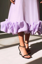 Vestido de alças finas com saia evasê e barra de babados — Bene Donna — imagem 11