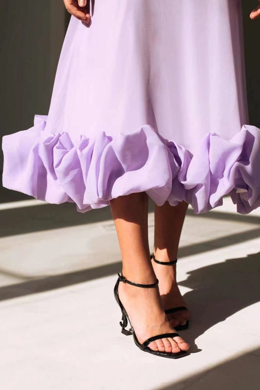 Vestido de alças finas com saia evasê e barra de babados — Bene Donna — imagem 11