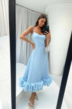Vestido de alças finas com saia evasê e barra de babados — Bene Donna — imagem 12