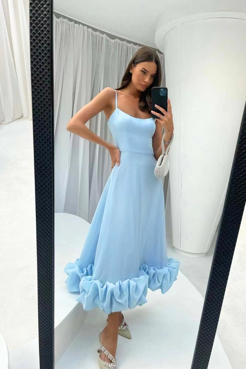 Vestido de alças finas com saia evasê e barra de babados — Bene Donna — imagem 12