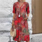 Vestido floral boho com bolsos — Bene Donna — imagem 02
