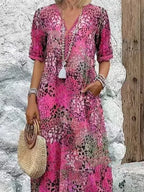 Vestido floral boho com bolsos — Bene Donna — imagem 07