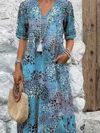 Vestido floral boho com bolsos — Bene Donna — imagem 08