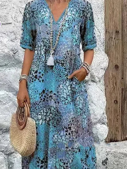 Vestido floral boho com bolsos — Bene Donna — imagem 08